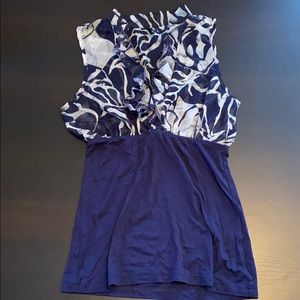 Tank top navy blue flora blouse